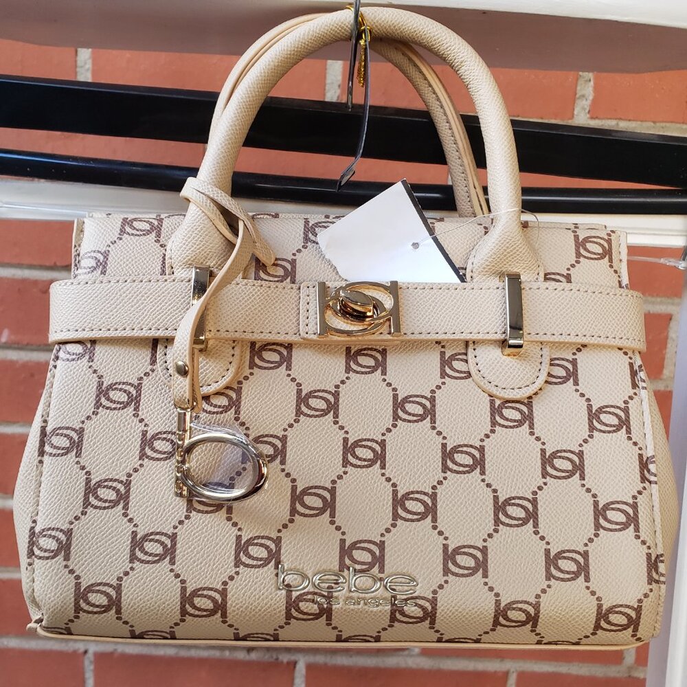 BNWT bebe bombing beige Evie logo small satchel / shoulder handbag (OS)